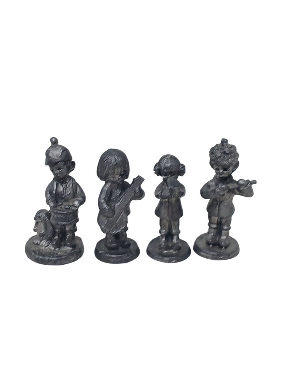 4 Michael Ricker Pewter Handcrafted Figurines Children Playing Instruments #J6 - Picture 7 of 9